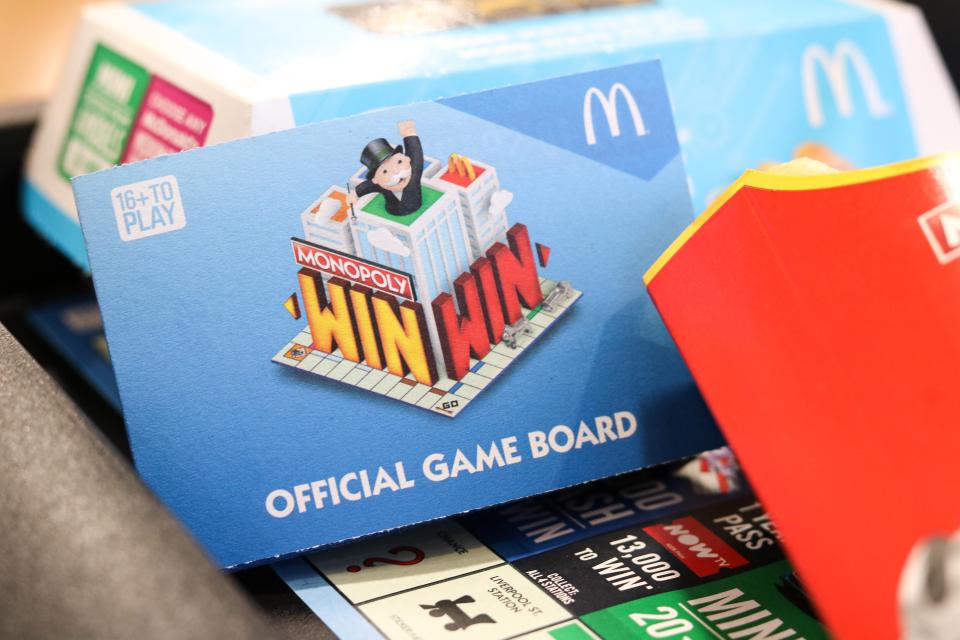McDonald's Monopoly game board.