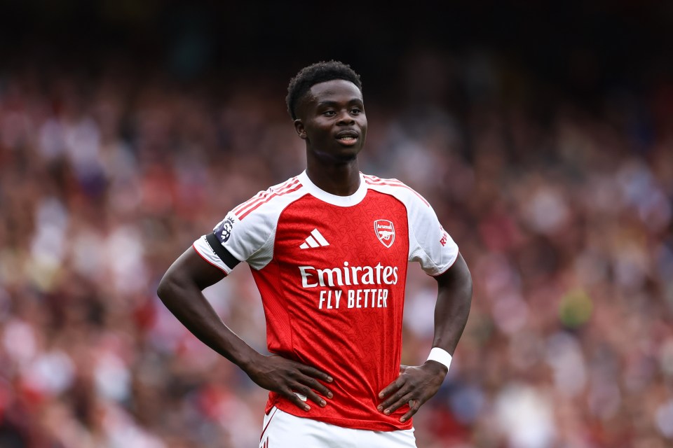 Bukayo Saka of Arsenal during a Premier League match.