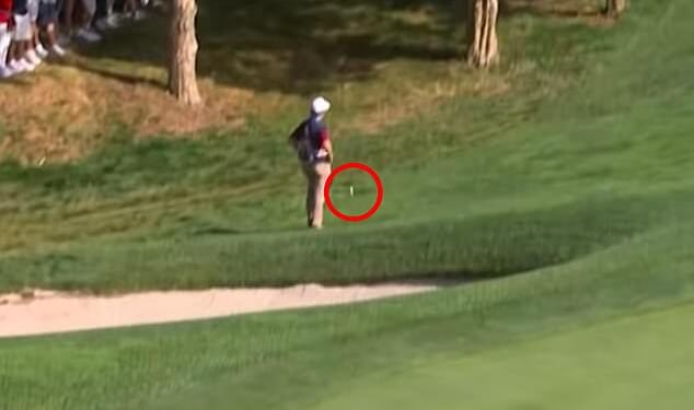 A volunteer was standing in the perfect spot to prevent Justin Thomas' shot from bouncing into a bunker on the 13th hole at Bethpage Black during the Ryder Cup.