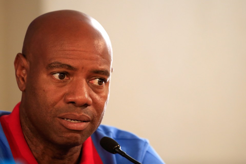 Mike Powell, former long jump world champion, at a press conference.