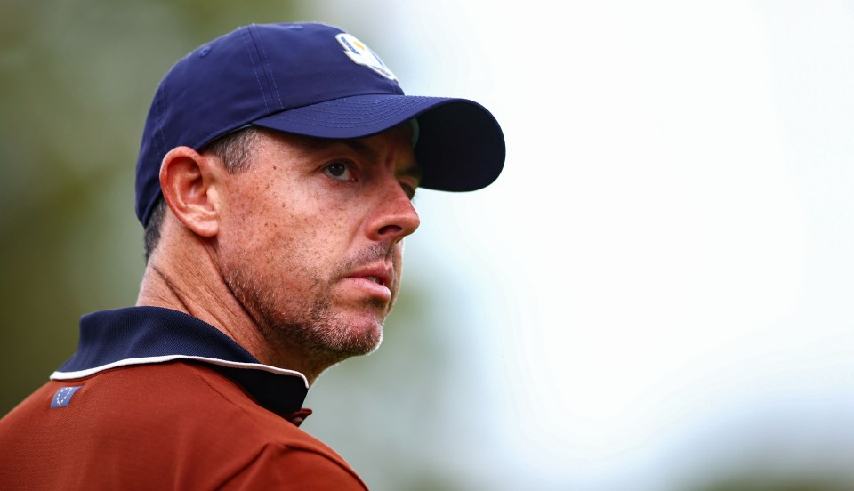 Rory McIlroy of Europe at the 2025 Ryder Cup.