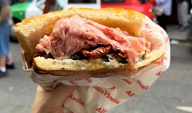 Londoners flocked to the brand new London branch of All'Antico Vinaio, a Florentine sandwich shop that claims to be 'the most famous in the world'