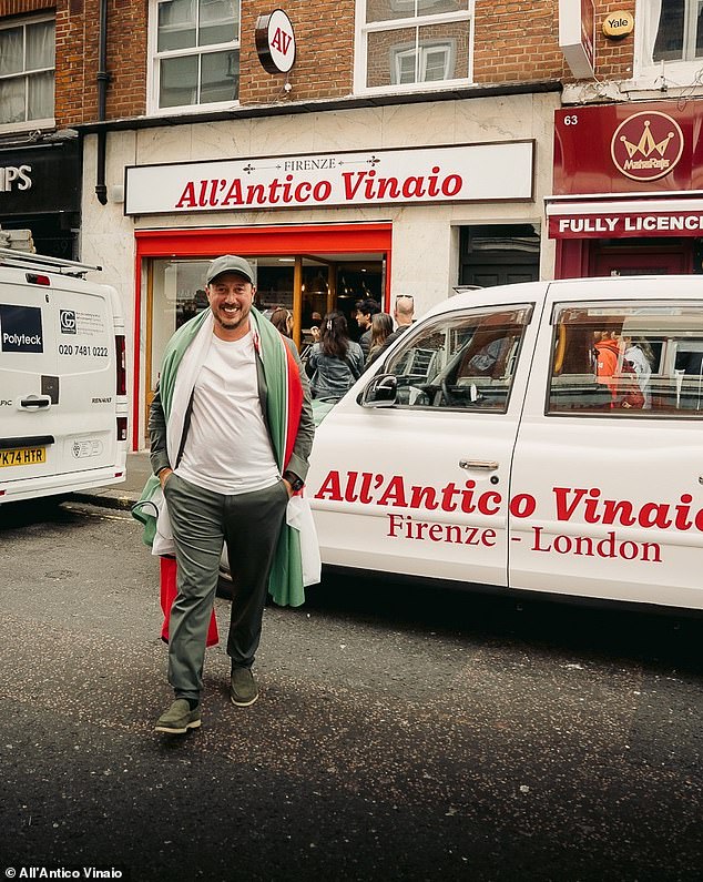 Tommaso Mazzanti, whose family founded the legendary All'Antico Vinaio in 1991 in Florence, stands outside the newly opened London branch