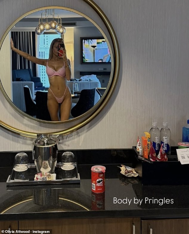Olivia Attwood showed off her jaw-dropping figure in pink lingerie as she posed for a new Instagram snap on Sunday
