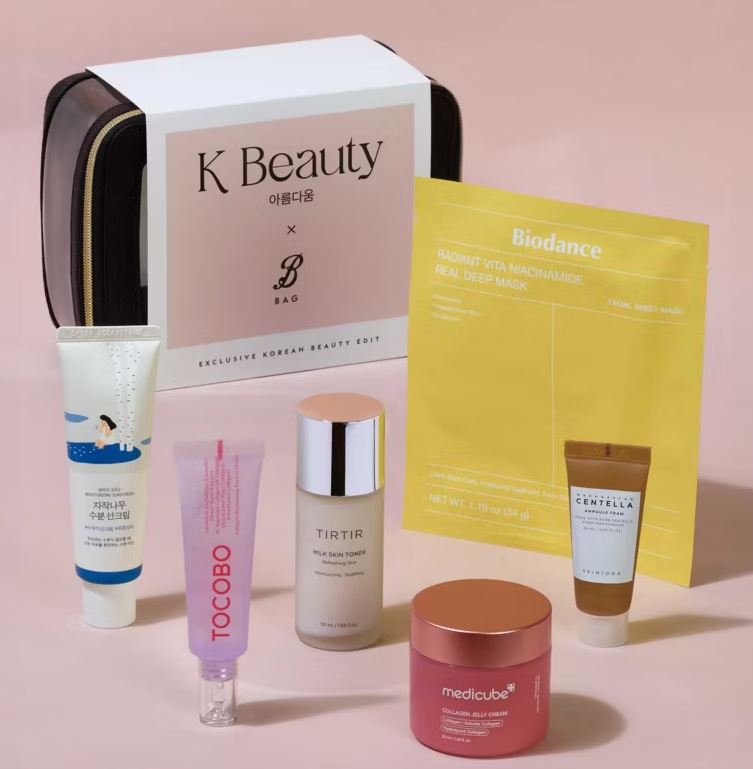 Boots K Beauty Skincare Box with various K-beauty products.