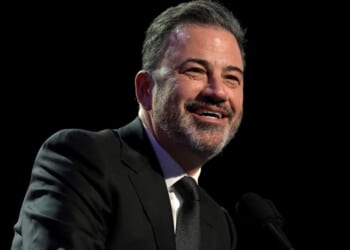 Jimmy Kimmel performs onstage at the "Power Of Love" gala in Las Vegas, Nevada, on Feb. 22.