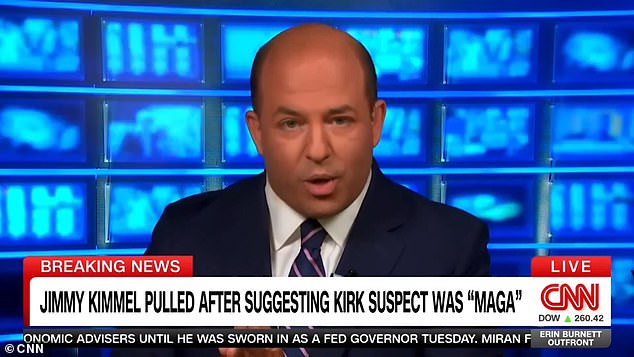 CNN commentator Brian Stelter claimed on Wednesday that the United States is a 'less free place' after ABC decided to pull Jimmy Kimmel's show off the air 'indefinitely'