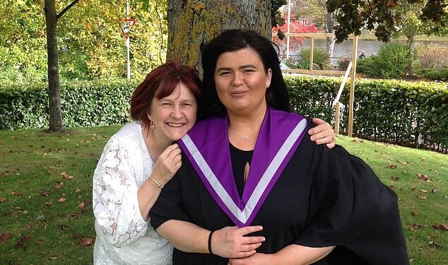 June Bunyan, 37, (right) a British law graduate, has died in the US after suffering 'traumatic neck injuries' during a 'violent' murder at her home