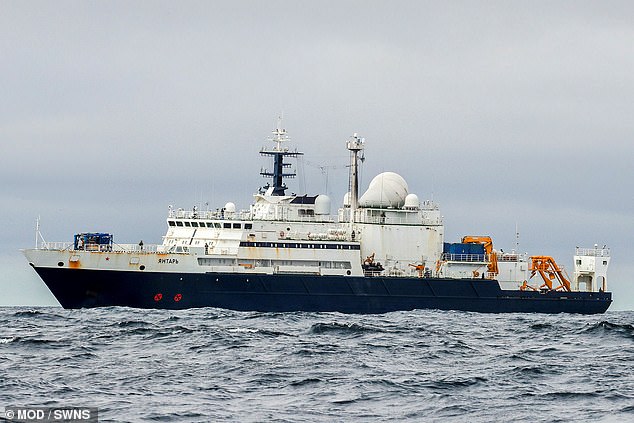 Russian spy ship the 'Yankar' was spotted lurking off the UK coast in 2018 near vital undersea communication cables