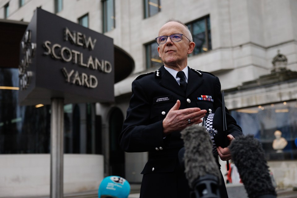 Commissioner Mark Rowley of the Metropolitan Police speaks to the media outside New Scotland Yard.