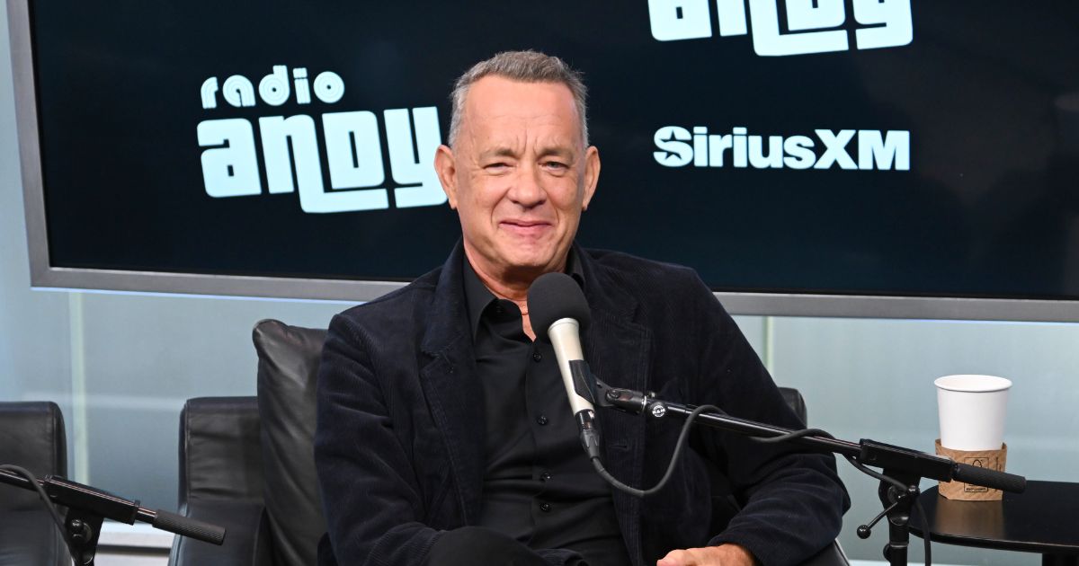 Tom Hanks attends SiriusXM's Town Hall with the cast of "Here" on Radio Andy at SiriusXM Studios on Oct. 29, 2024, in New York City.