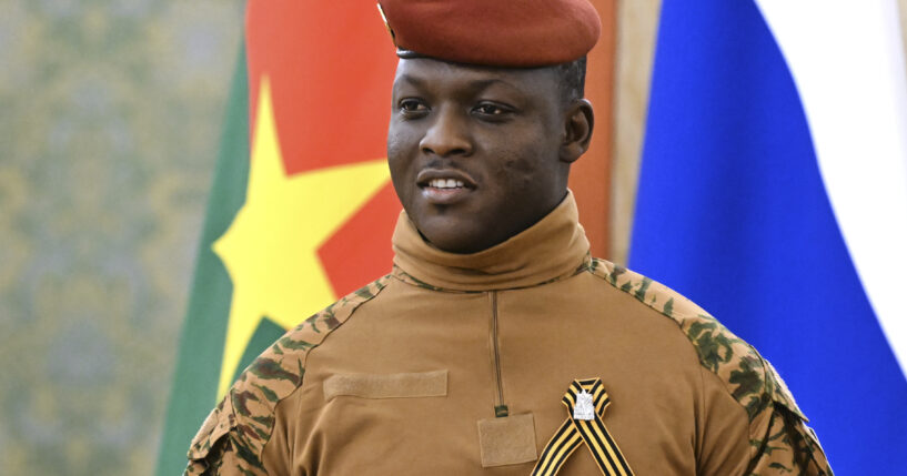 Burkina Faso President Ibrahim Traore arrives to the Grand Palace at the Kremlin in Moscow, Russia, on May 10.