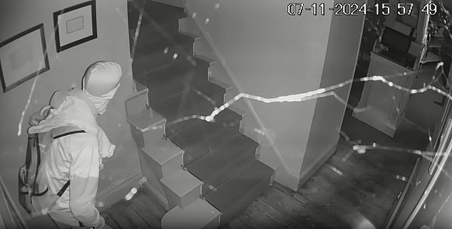 CCTV shows Power breaking into The White Hart pub on November 7, wearing a backpack believed to be holding knives