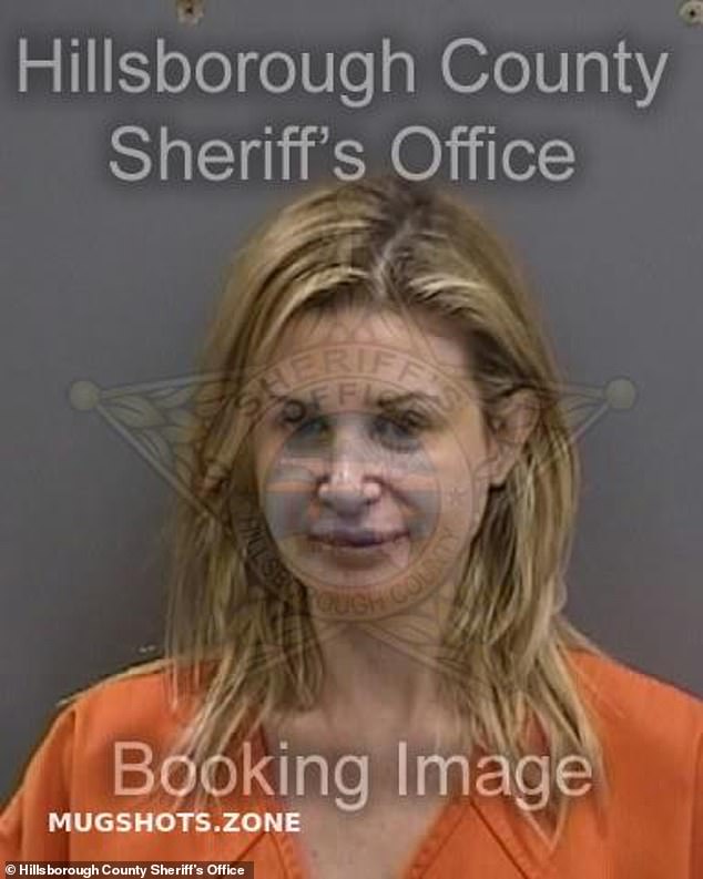 Nash, 38, seen in her mugshot, was caught on bodycam footage from her arrest in April berating cops and flying into a frenzy after barging her way on board an American Airlines flight from Tampa Airport