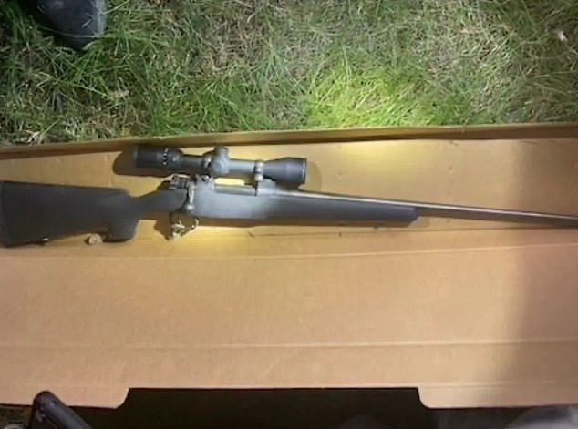 After Robinson is said to have made a quick escape and dumped the Mauser rifle he is alleged to have used in the shooting, seen here, he returned to recover the weapon