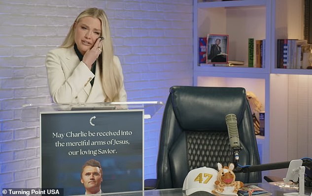 Erika Kirk, wife of slain conservative activist Charlie Kirk made her first public address since her husband's assassination on Friday evening
