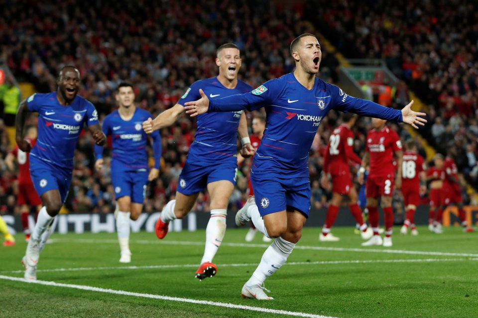 Eden Hazard celebrating a goal for Chelsea.
