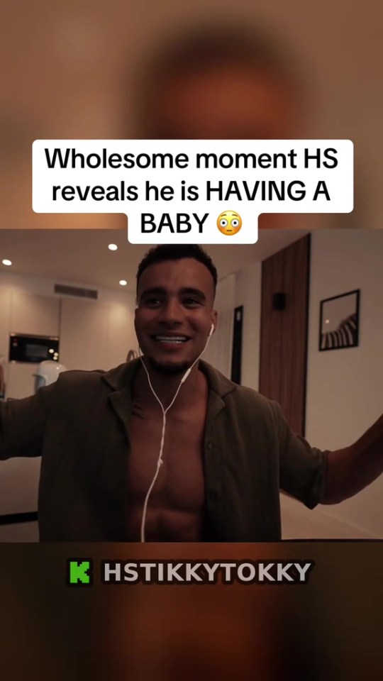 Man happily announcing he is having a baby.