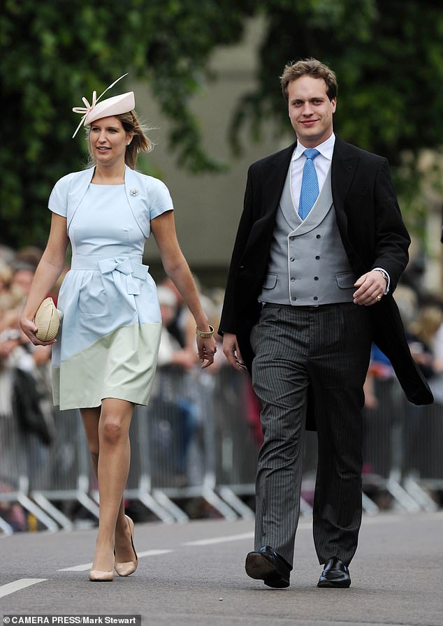 Sir Henry and wife Natasha Sinclair at the wedding of Lady Melissa Percy and Thomas van Straubenzee at St Michael's Church in Alnwick in 2013