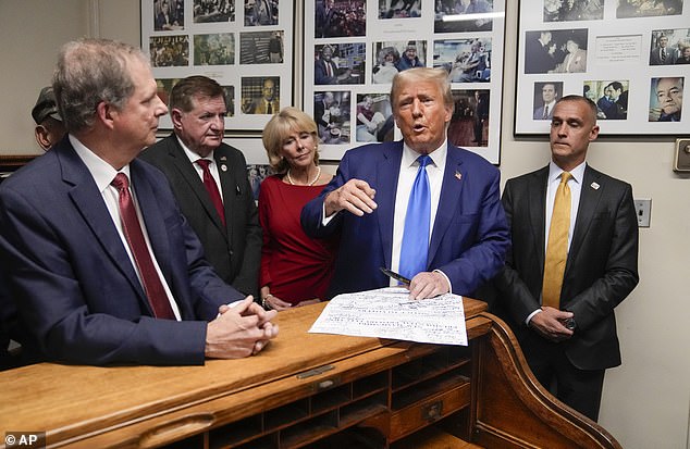 Donald Trump fired Lewandowski (far right) as his campaign manager during the 2016 presidential election