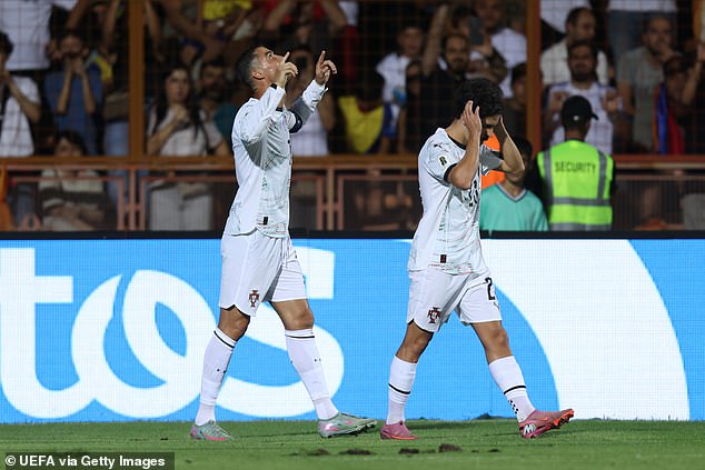 Cristiano Ronaldo paid an emotional tribute to Diogo Jota after scoring for Portugal