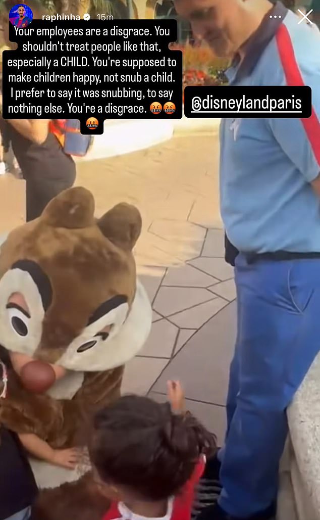Barcelona forward Raphinha has accused Disneyland Paris employees of racism