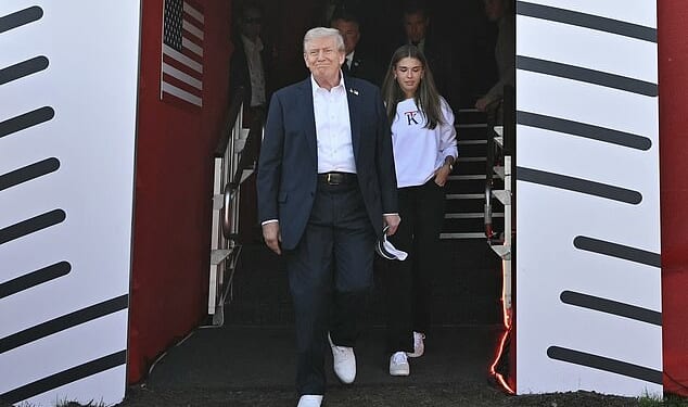 Donald Trump arrives at the Ryder Cup with granddaughter Kai but Team USA endure nightmare start at Bethpage