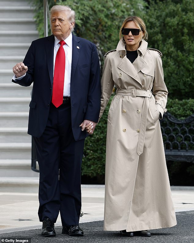 Donald Trump (pictured with wife Melania) hailed King Charles an 'elegant gentleman' ahead of the US President's second state visit to Britain