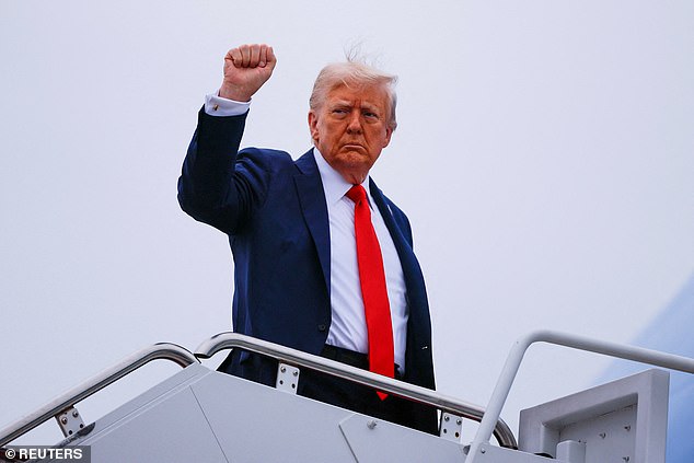 Donald Trump (pictured today) has vowed to defend Poland if it came up against Russia after its drone incursion sparked the biggest escalation since World War II