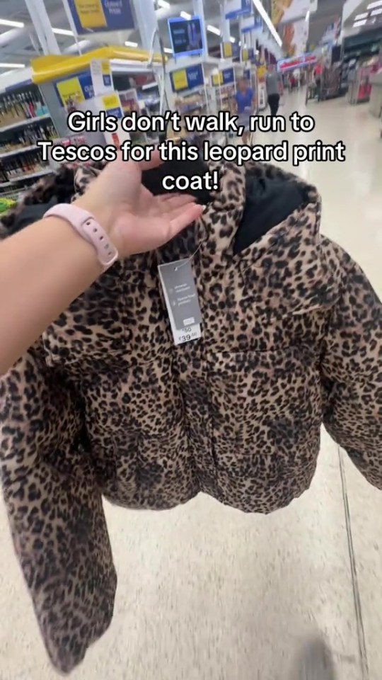 Leopard print coat at Tesco.