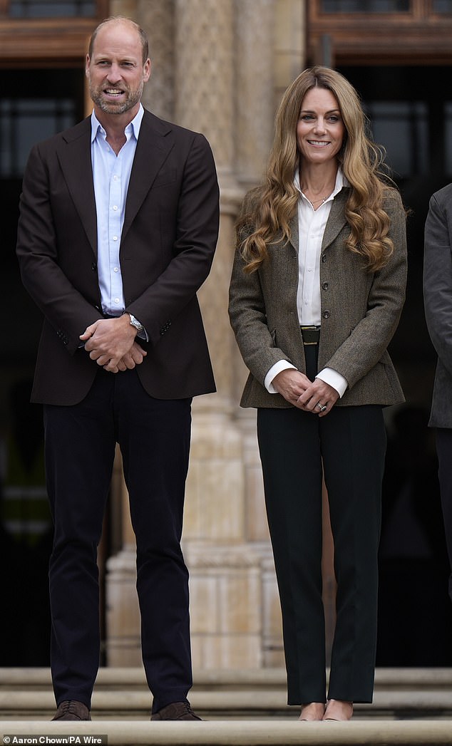 The Prince and Princess of Wales, pictured yesterday, have paid tribute to the Duchess of Kent
