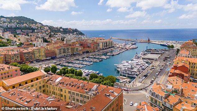 The travellers were planning to visit Nice, in France (pictured), known for its beautiful beaches and a characterful old town