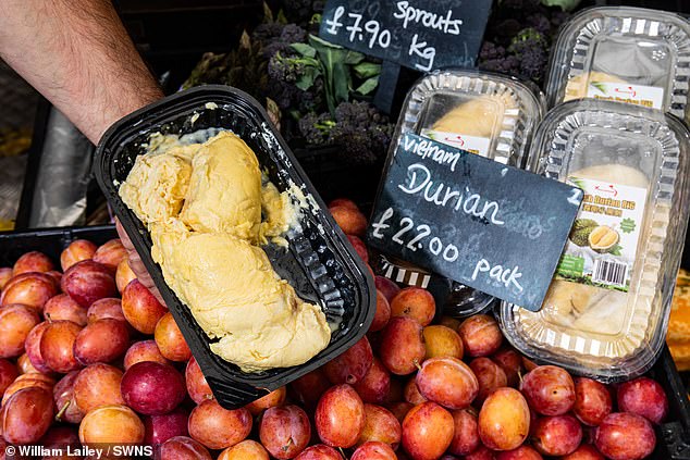 The scent had been emanating from a few small boxes of durian fruit (pictured)