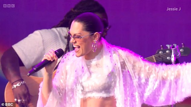 The Price Tag singer, 37, opened her set at BBC Radio 2 In The Park in Chelmsford, Essex to a loud applause from fans