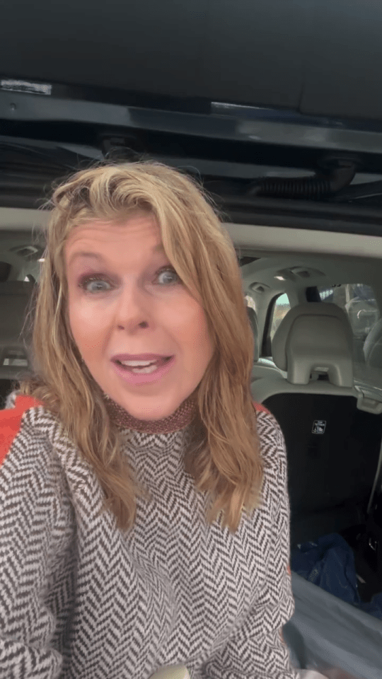 Kate Garraway in a car, dropping her daughter off at university.