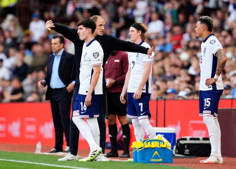 England manager Thomas Tuchel instructing substitutes.