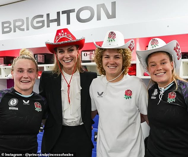 The Princess of Wales took to the Instagram account she shares with her husband Prince William to wish the ladies luck ahead of the big game (pictured, her post)
