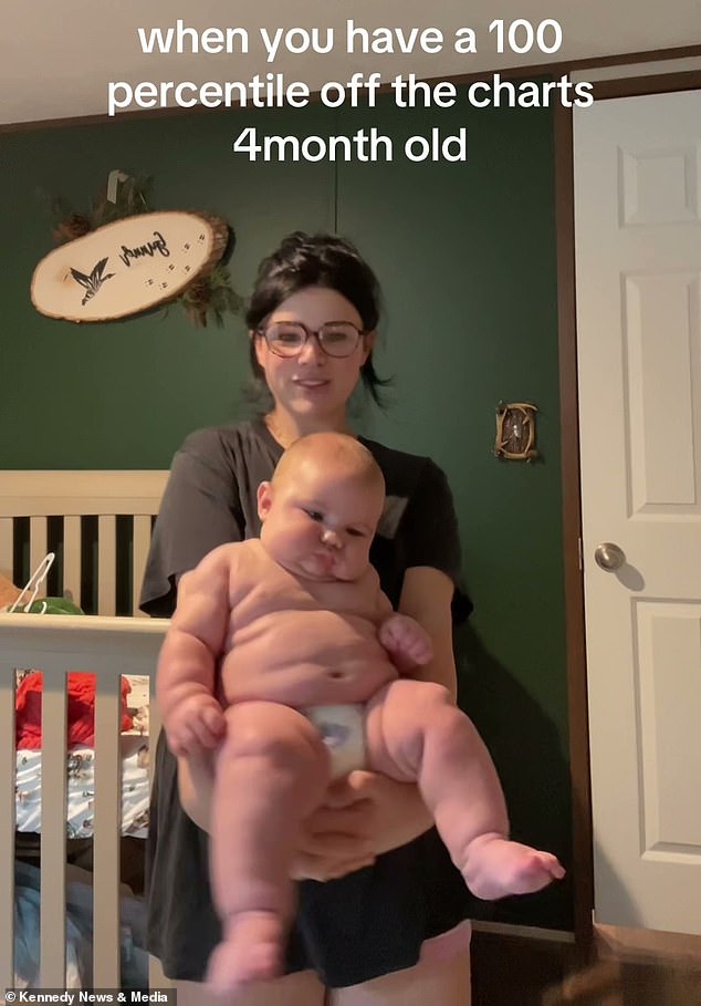 First-time mother Maci Mugele has faced backlash after sharing a video of her 'giant' 22lb baby, who's already 2.5ft long and wears clothes for toddlers at only four months old