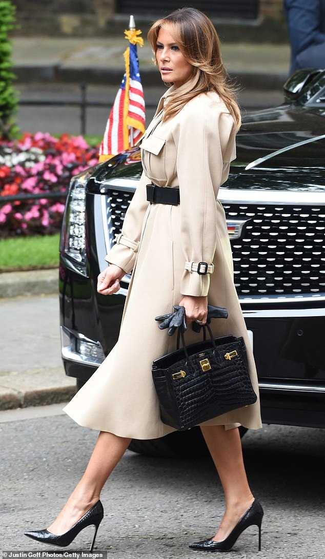 Melania is seen here during her last UK state visit in 2019