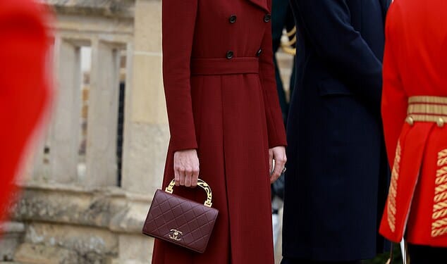 Kate embraced head-to-toe burgundy as she joined the Royal Family in welcoming President Donald Trump and the First Lady to Windsor