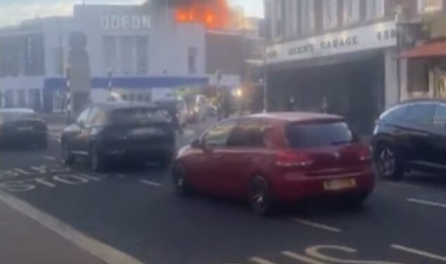 Smoke was seen billowing from the building on Beckenham High Street, south London