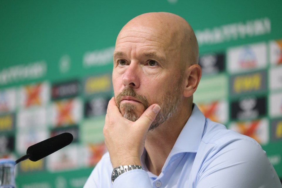 Erik ten Hag at a press conference.
