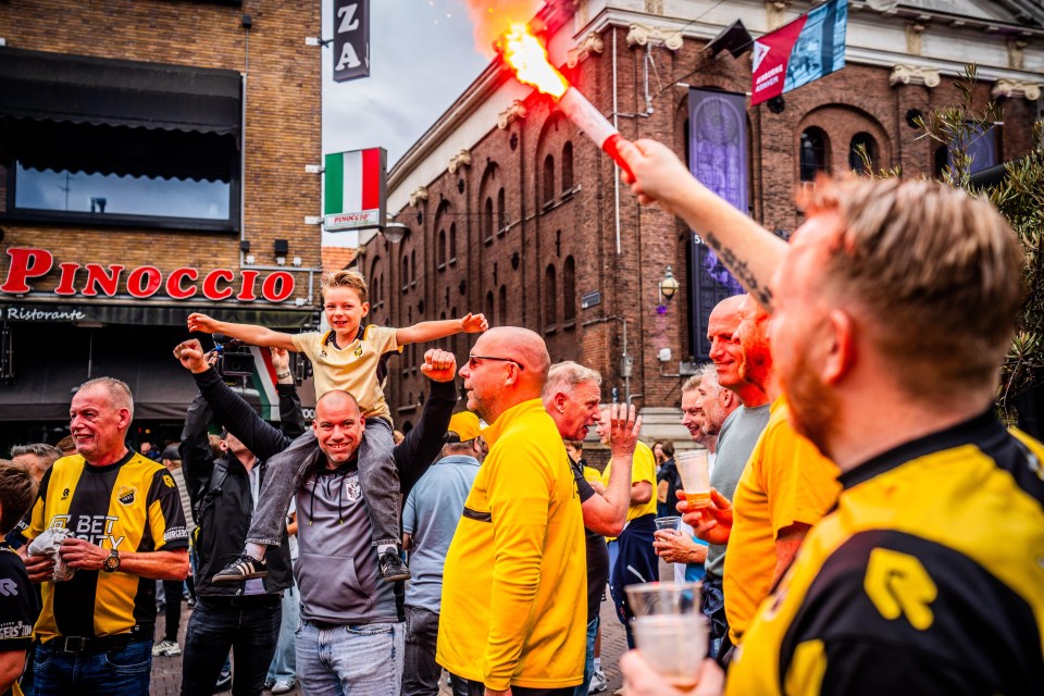 Vitesse fans celebrating in Arnhem, Netherlands.