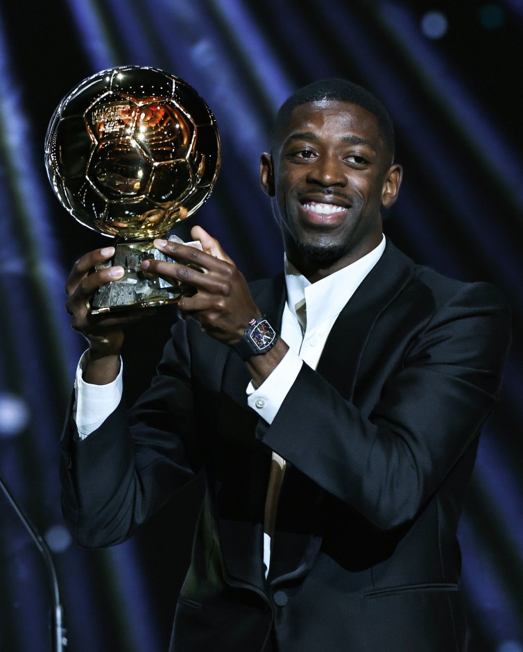 Mandatory Credit: Photo by Xinhua/Shutterstock (15499626aj) Paris Saint-Germain's French player Ousmane Dembele poses with his trophy during the 2025 Ballon d'Or France Football award ceremony at the Theatre du Chatelet in Paris, France, on Sept. 22, 2025. France Paris Football Ballon d'or Ceremony - 22 Sep 2025