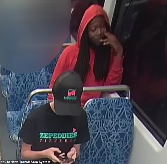 Brown was seen in the footage watching Zarutska for some time after she sat in the seat in front of him