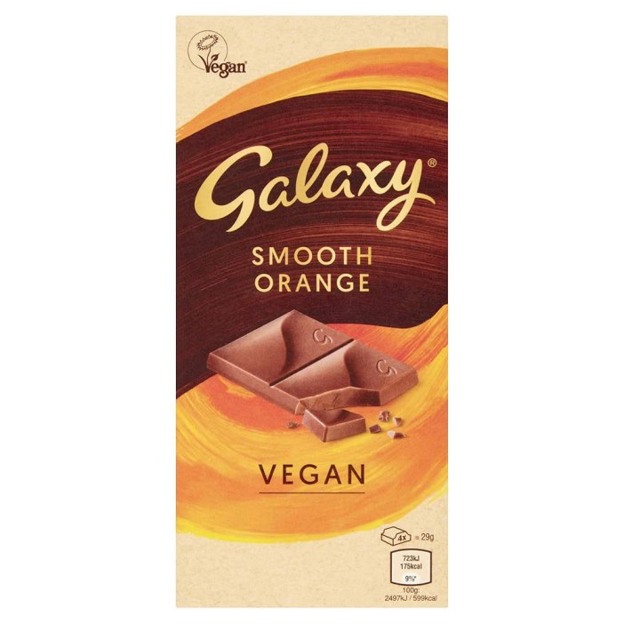 Galaxy Vegan Smooth Orange chocolate bar packaging.