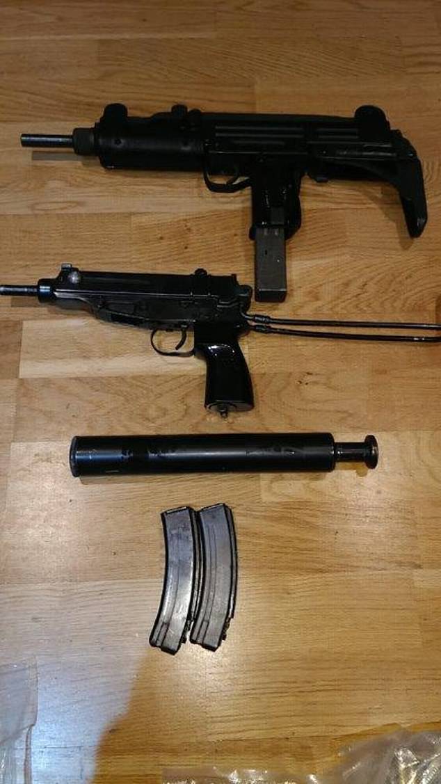 Pictured are some of the weapons police seized after arresting Waugh