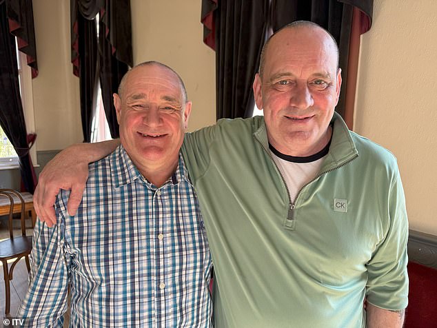 Peter Macdonald (right) has spoken of how his life changed forever after he was snatched from a train as a baby - as he meets his brother Trevor Schwartz decades on in a tearful reunion