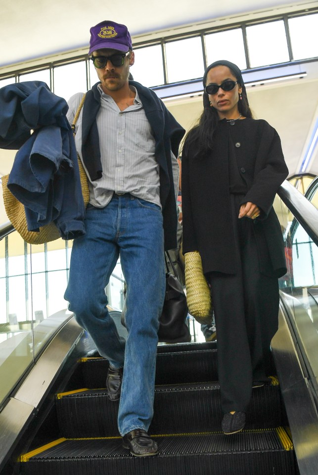 Harry Styles and Zoe Kravitz at an airport.