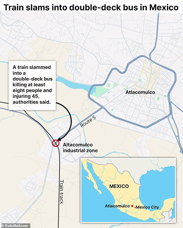 The crash took place just Northwest of Mexico city in the industrial region of the town of Atlacomulco